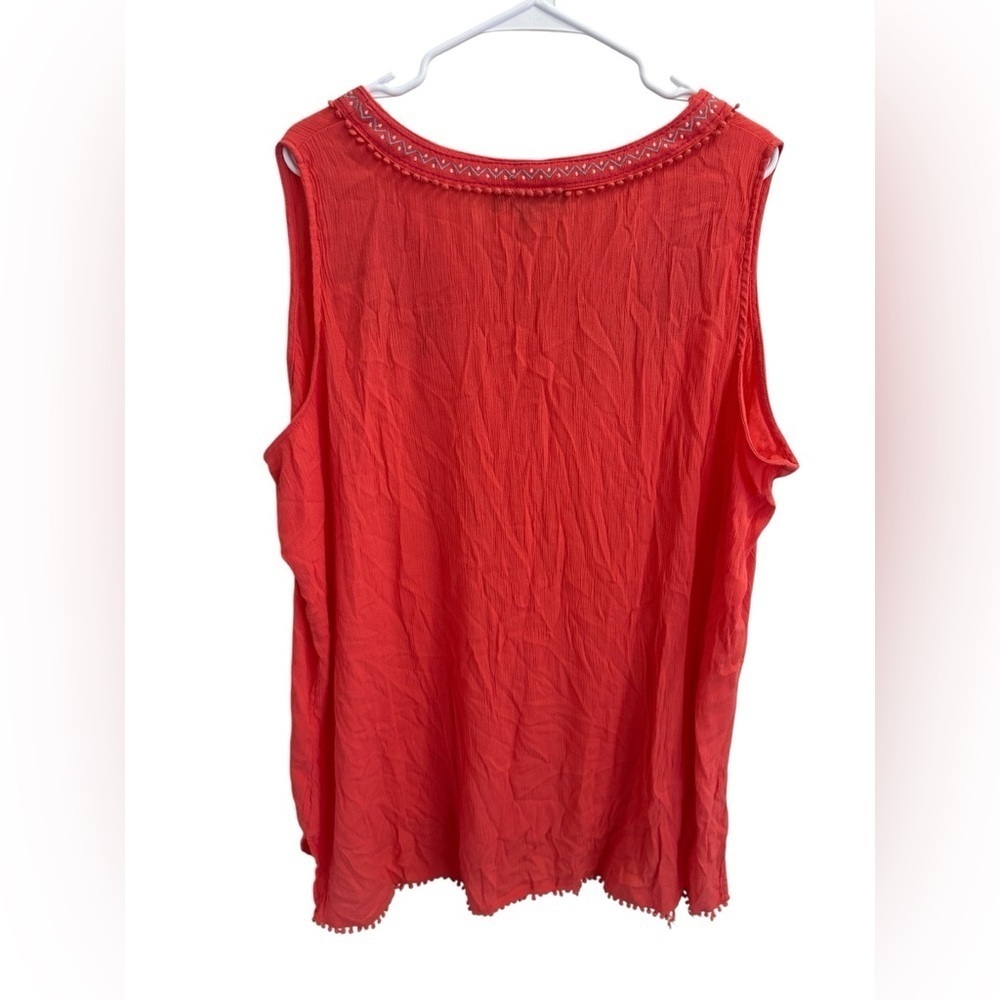 Whispers NY Red Embroidered Tank Top, Size 2X - Picture 7 of 7